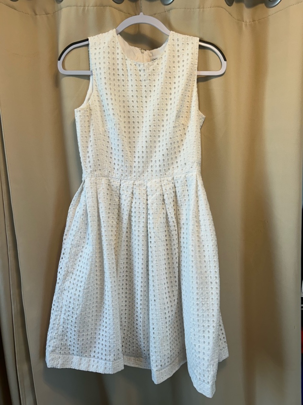 Calvin Klein White Eyelet Midi Dress